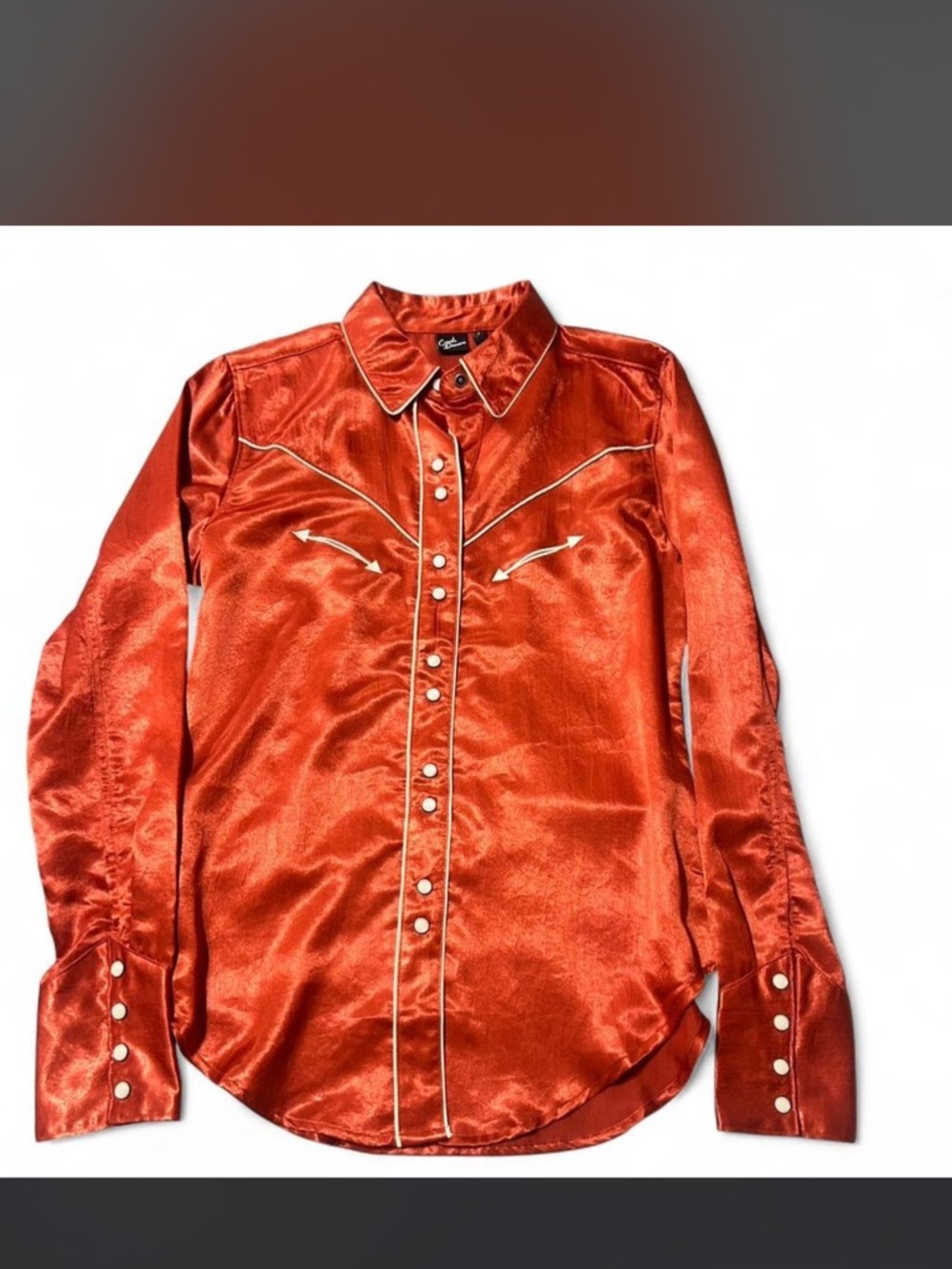 Cruel Girl Rust Satin Western-Style Men’s Shirt